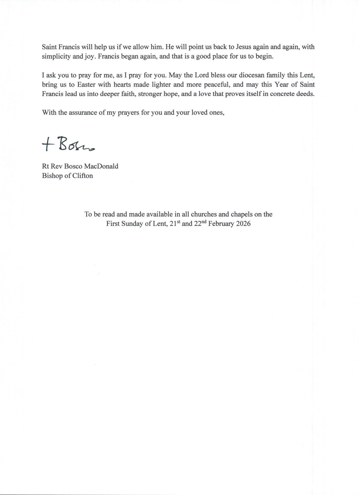 Pastoral Letter For The First Sunday Of Lent 2026 Page 0003