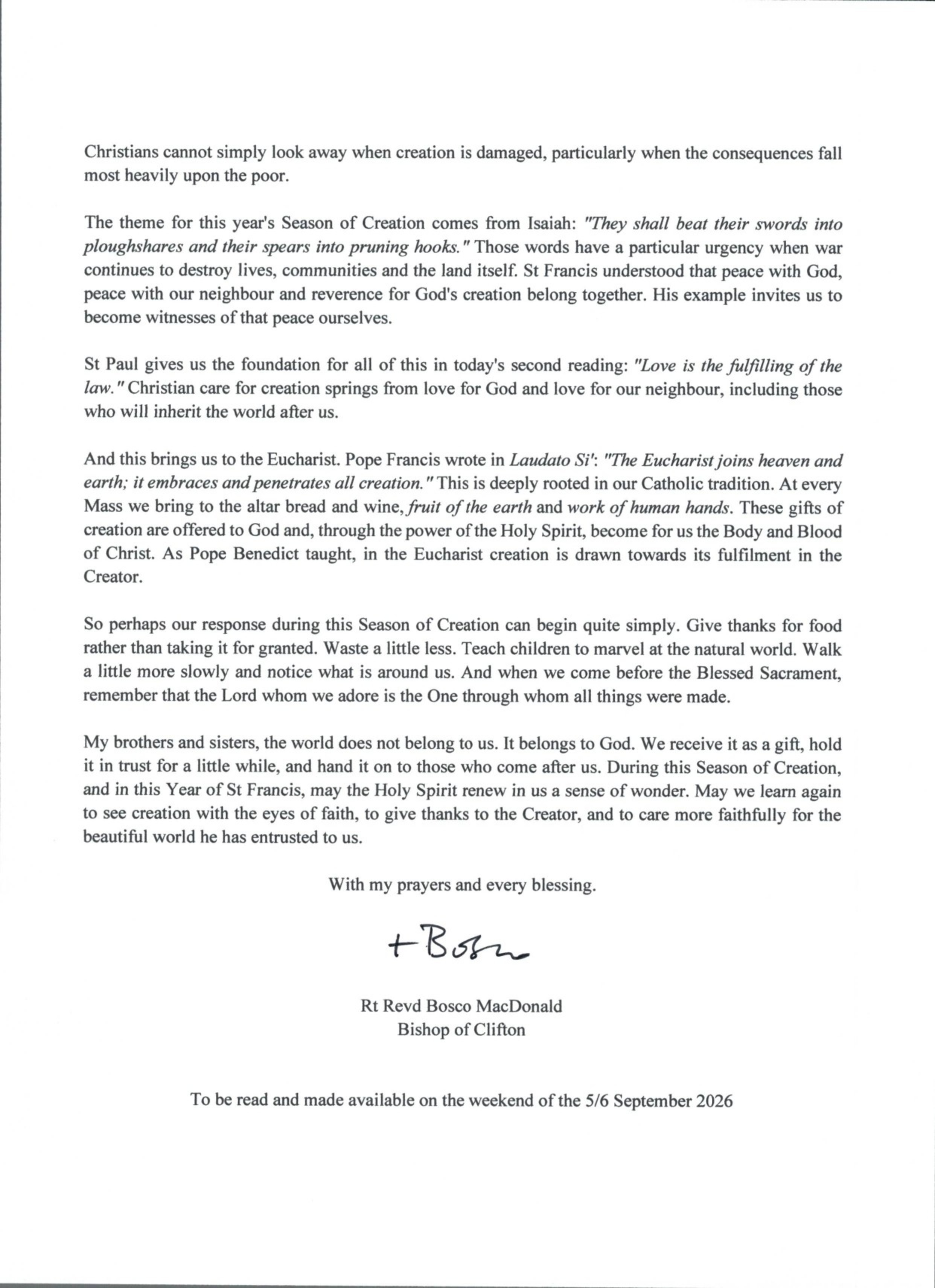 Pastoral Letter For The Season Of Creation   Sunday 6 September 2026 Page 0002