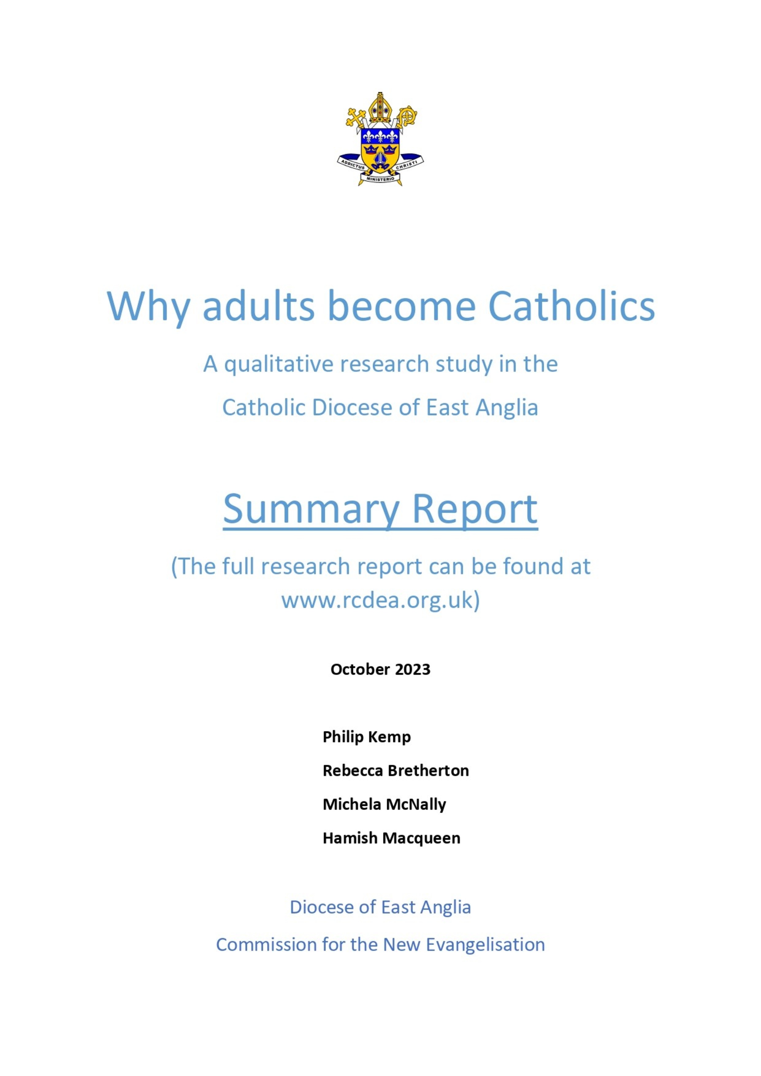 Why Adults Become Catholics Summary 31st March 2024 Page 0001