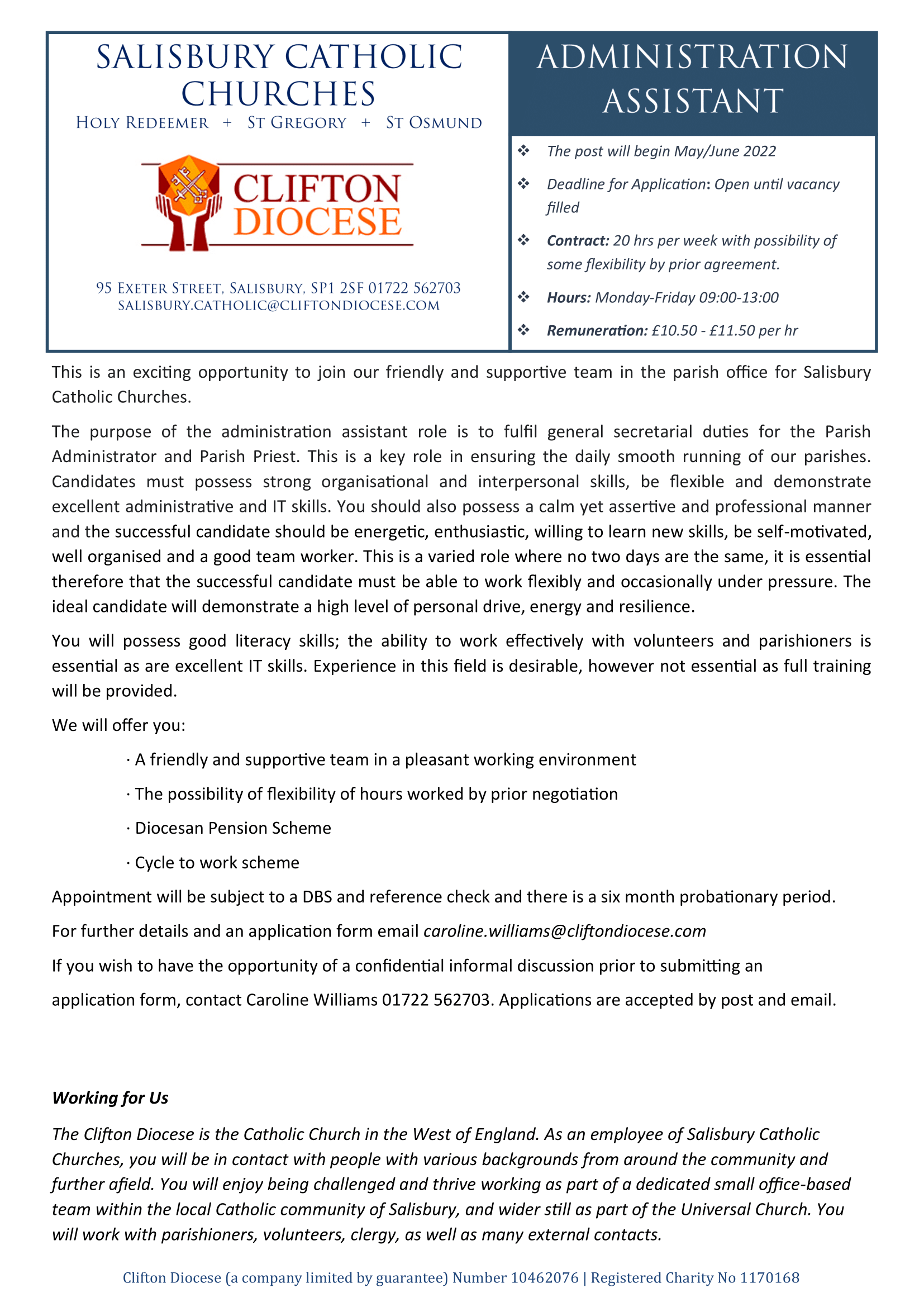 Vacancies | Salisbury Catholic Churches