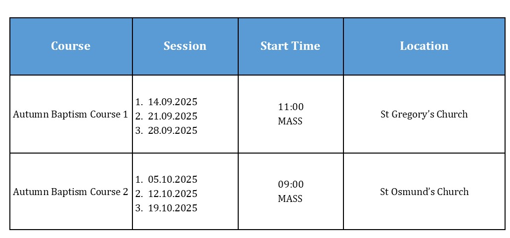 Baptism Courses Autumn