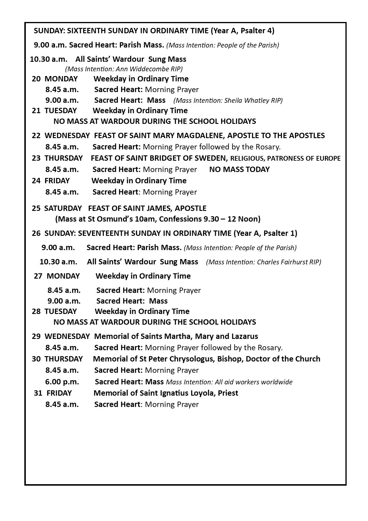 Liturgy 19 July