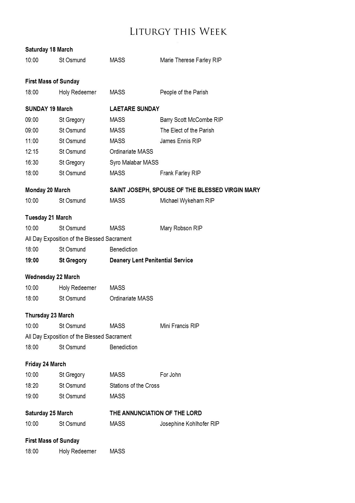 Mass Times 17 03 2023